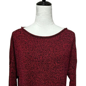 Vintage Ralph Lauren Sweater Womens Large Red Marled Roll Boat Neck Christmas